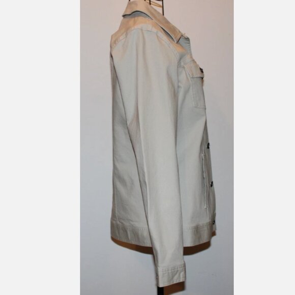 Tan Jean Jacket Denim Blazer Rhinestone Embellished Button Front XS D&Co. Beige - Picture 4 of 5